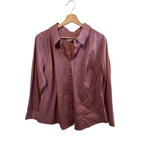 D & Co. Mauve Button-Up Shirt Women's Size 1x Blouse Business Casual Shirt